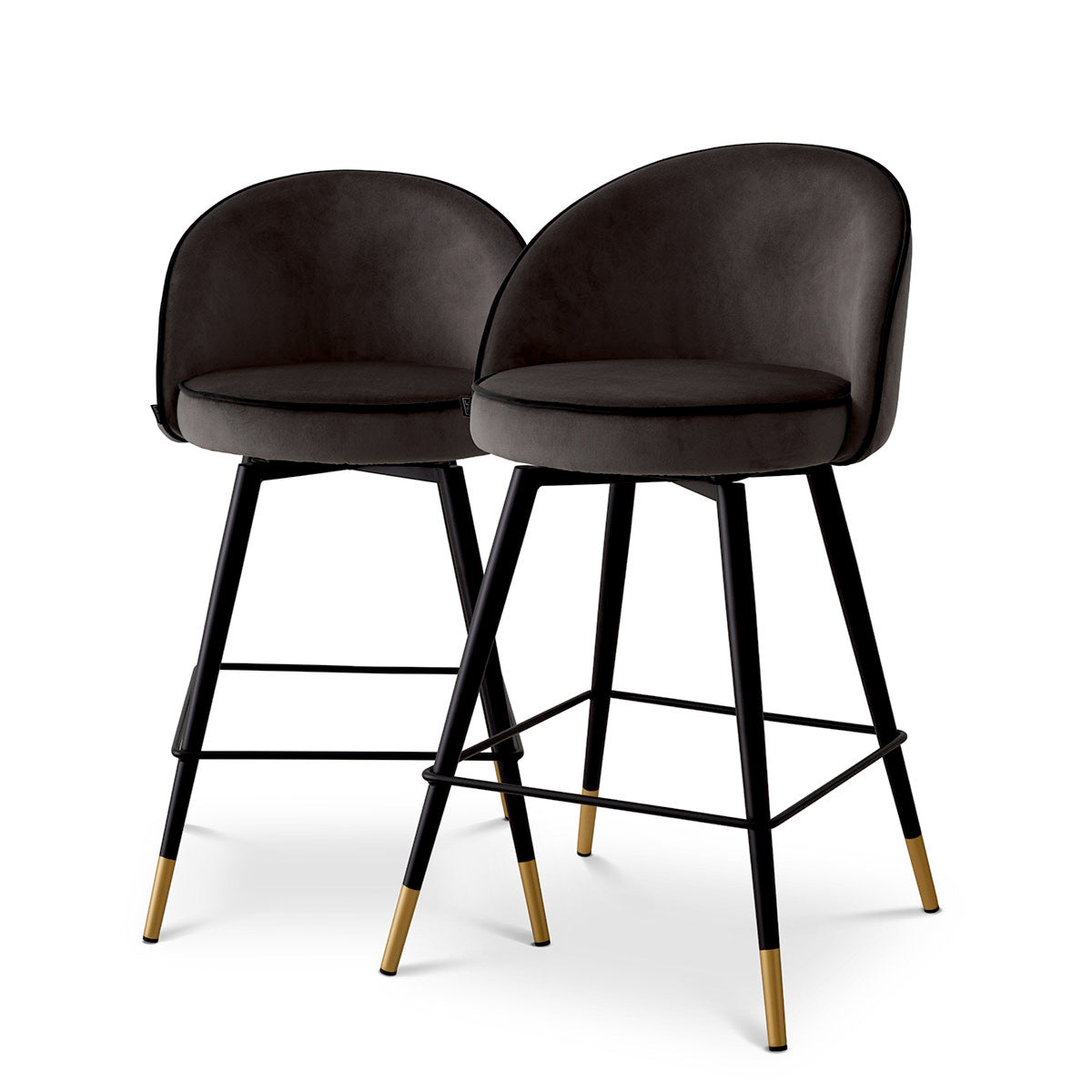 Barkruk Cooper - Laag - Dark grey velvet (set van 2)