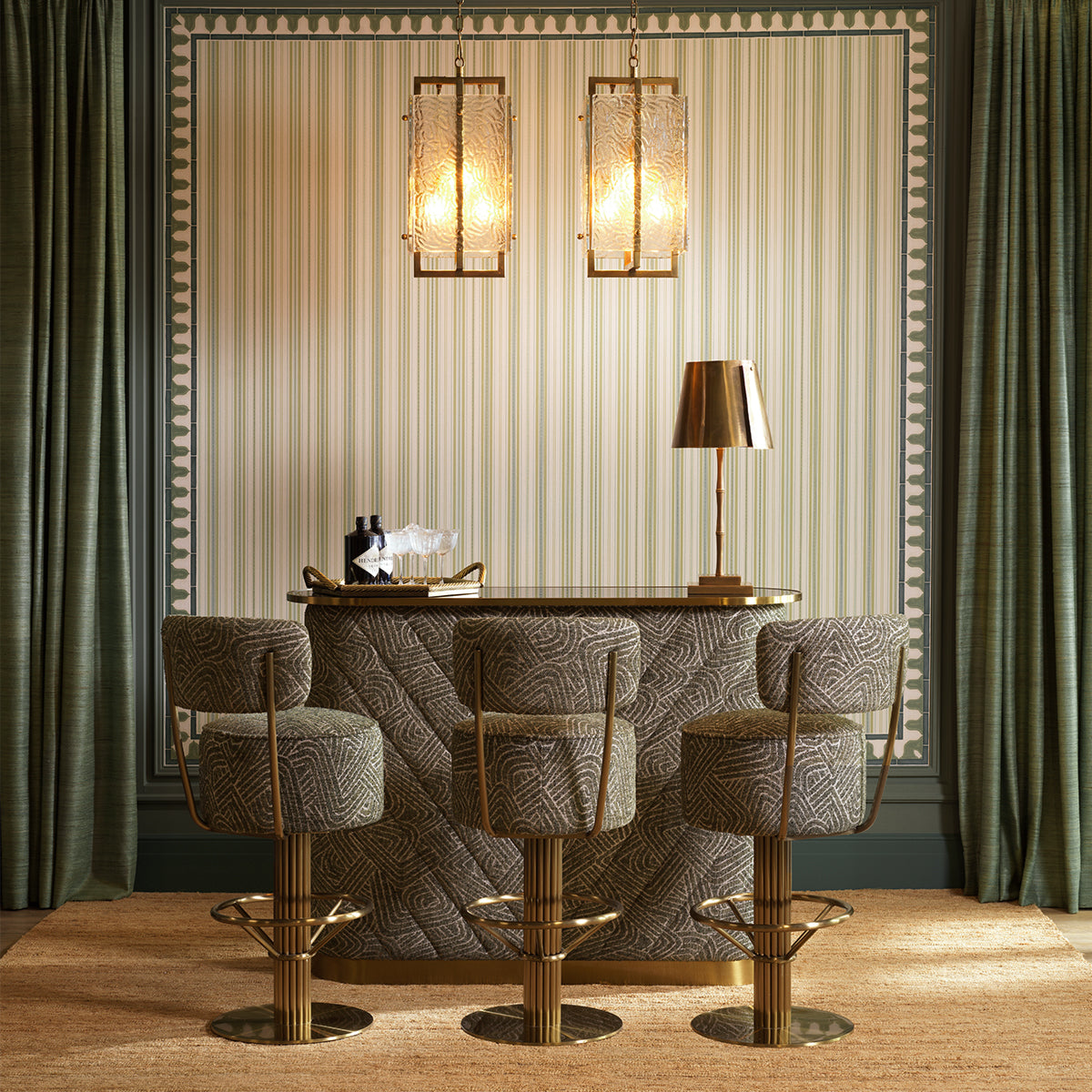 Barkruk Carleton met rug - Camari green