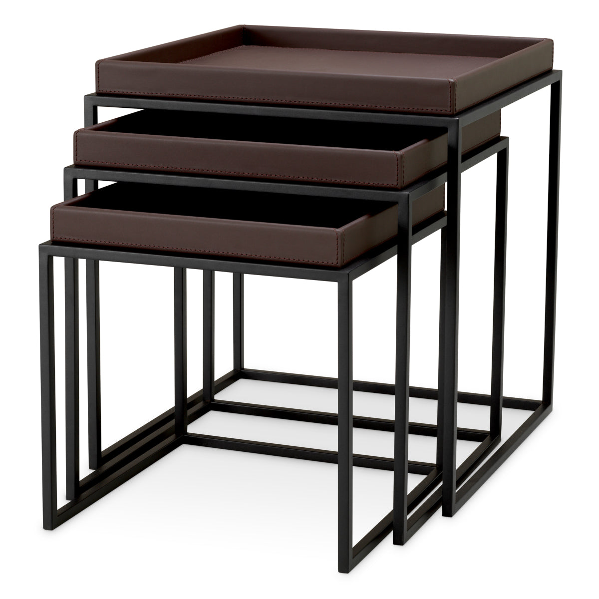 Bijzettafel Léonard - Dark brown (set van 3)