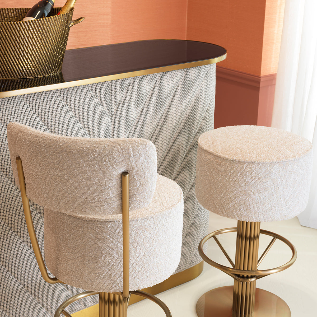 Barkruk Carleton met rug - Camari cream