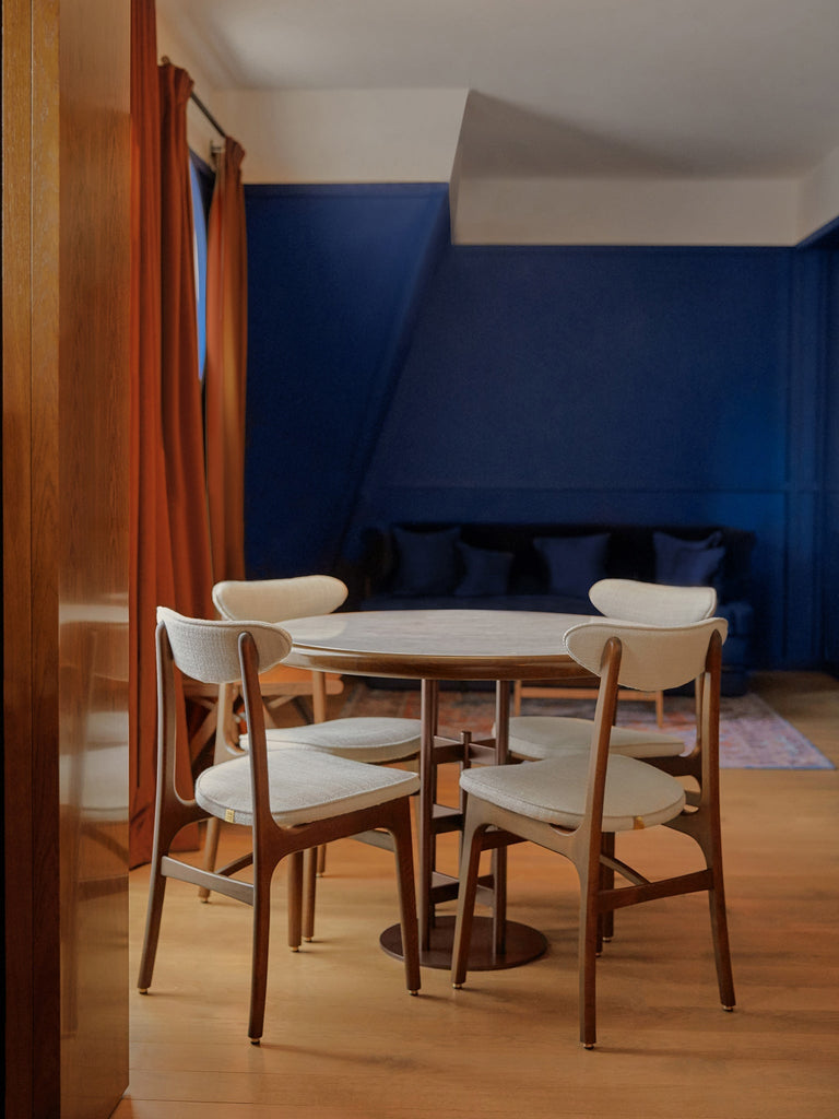 Eetkamerstoel 200-190 Bouclé Crème Natuurlijk Hout