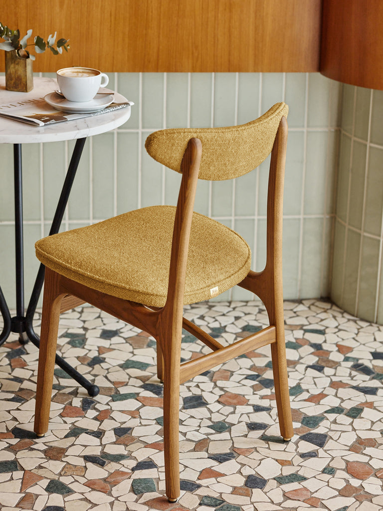 Eetkamerstoel 200-190 Bouclé Crème Natuurlijk Hout