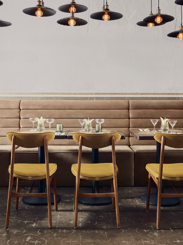 Eetkamerstoel 200-190 Shine Velvet Mosterd Natuurlijk Hout