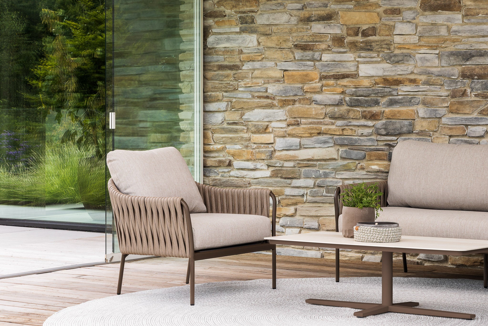 Salontafel Pollenca - Brons - Travertine