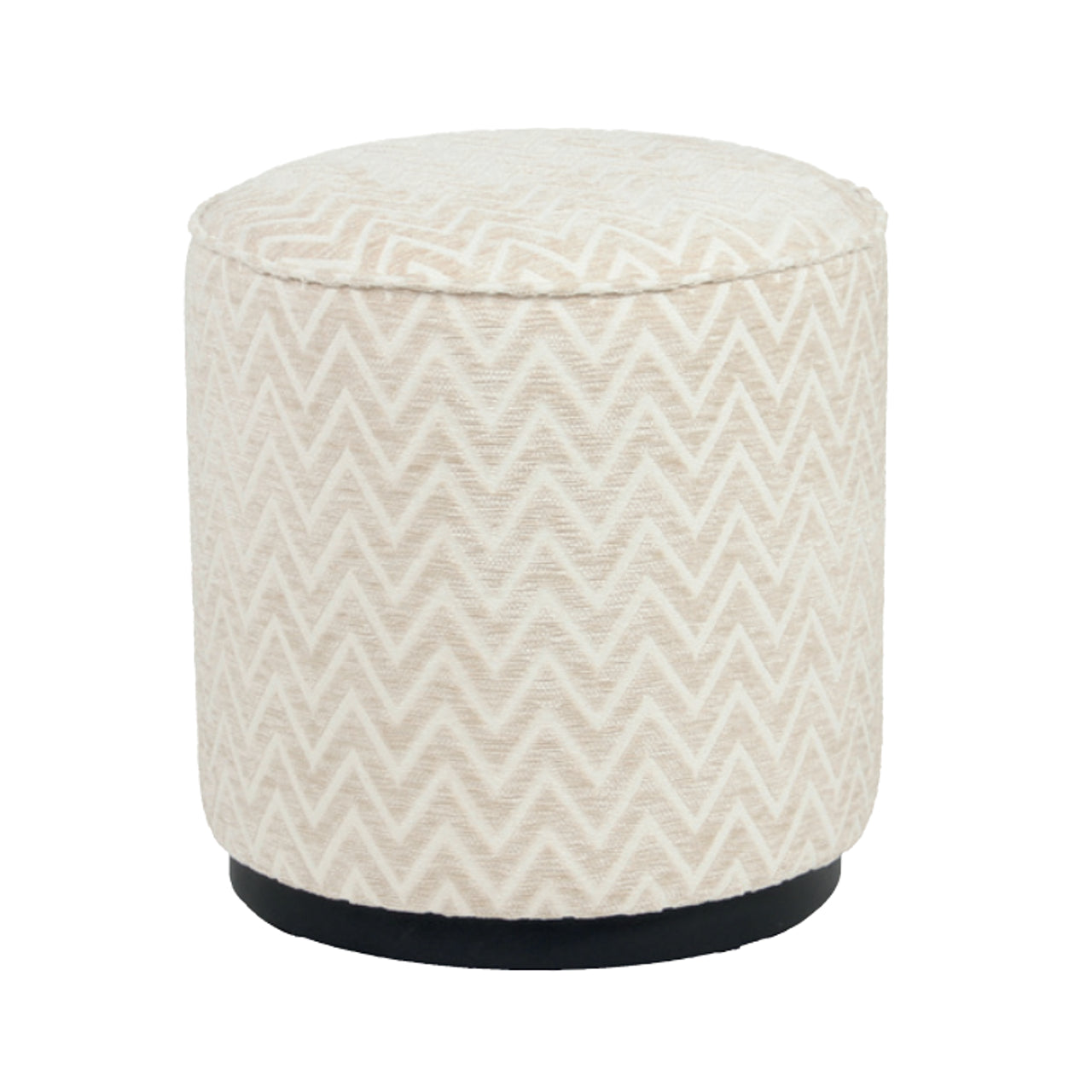 Poef Lexie - Beige chevron - Ø45 cm