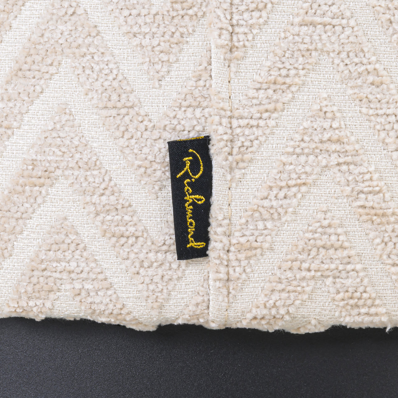 Poef Lexie - Beige chevron - Ø45 cm