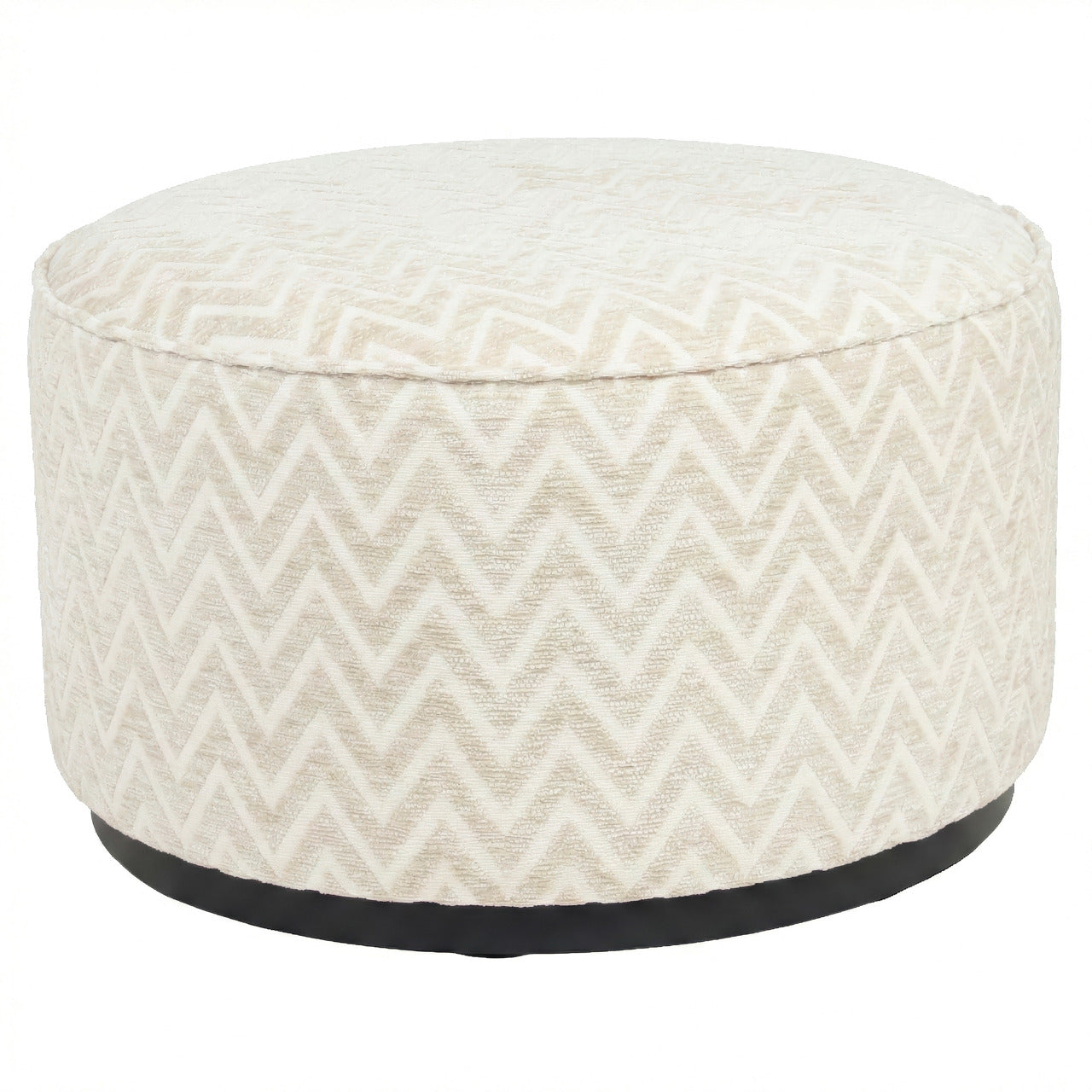 Poef Lexie - Beige chevron - Ø70 cm