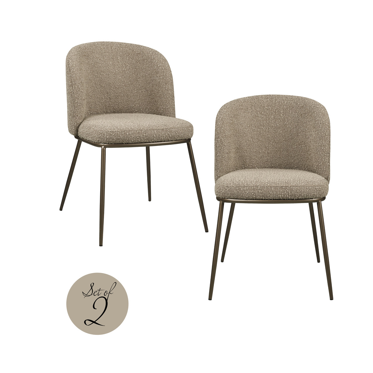 Eetkamerstoel Elvi - Mocca chunky (set van 2)