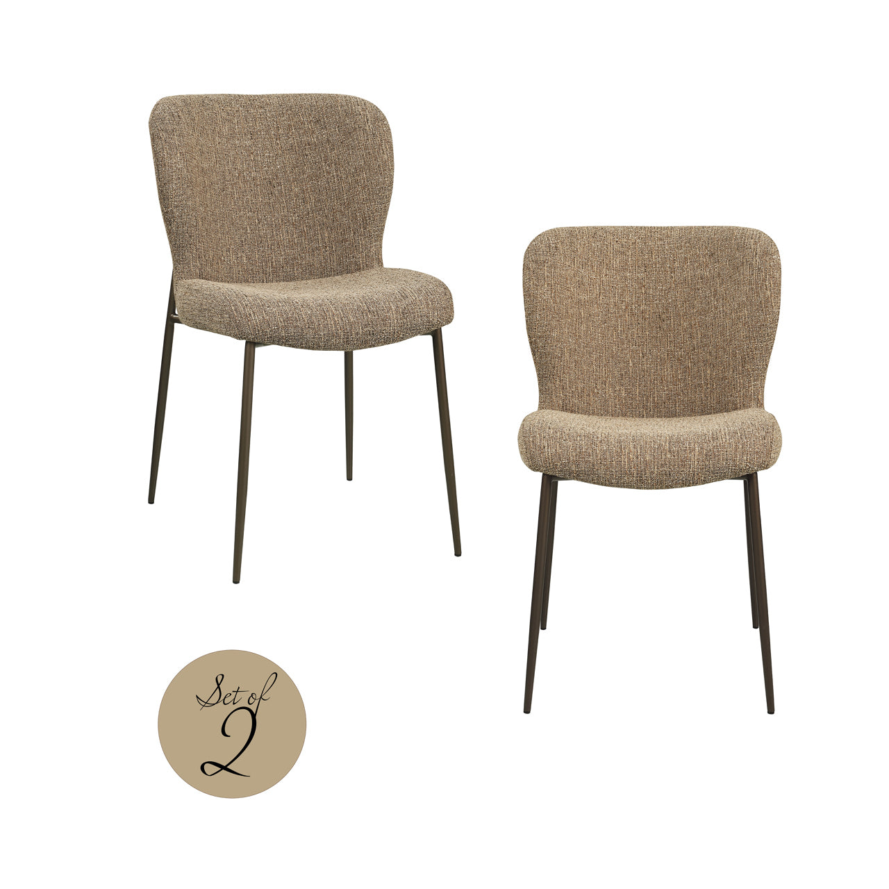 Eetkamerstoel Odarby - Bruin tweed (set van 2)