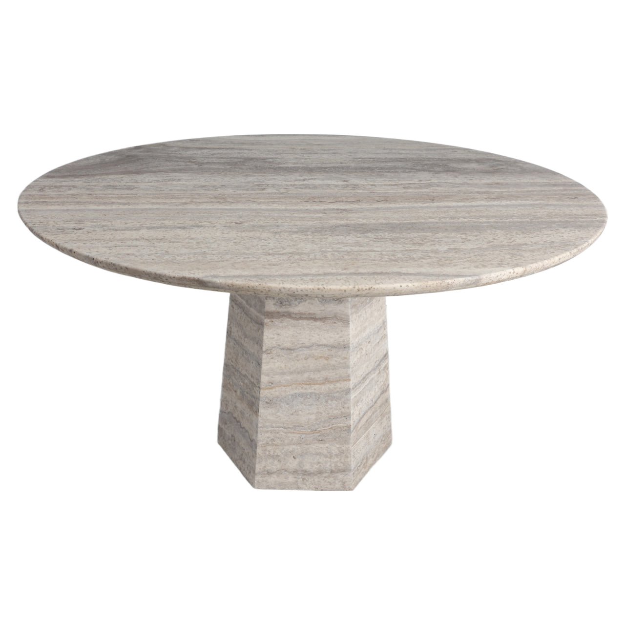 Eettafel Westin - Ø135 - Grijs travertijn