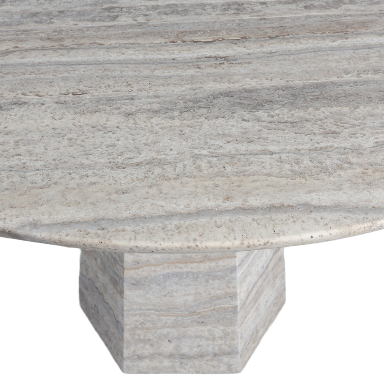Eettafel Westin - Ø135 - Grijs travertijn