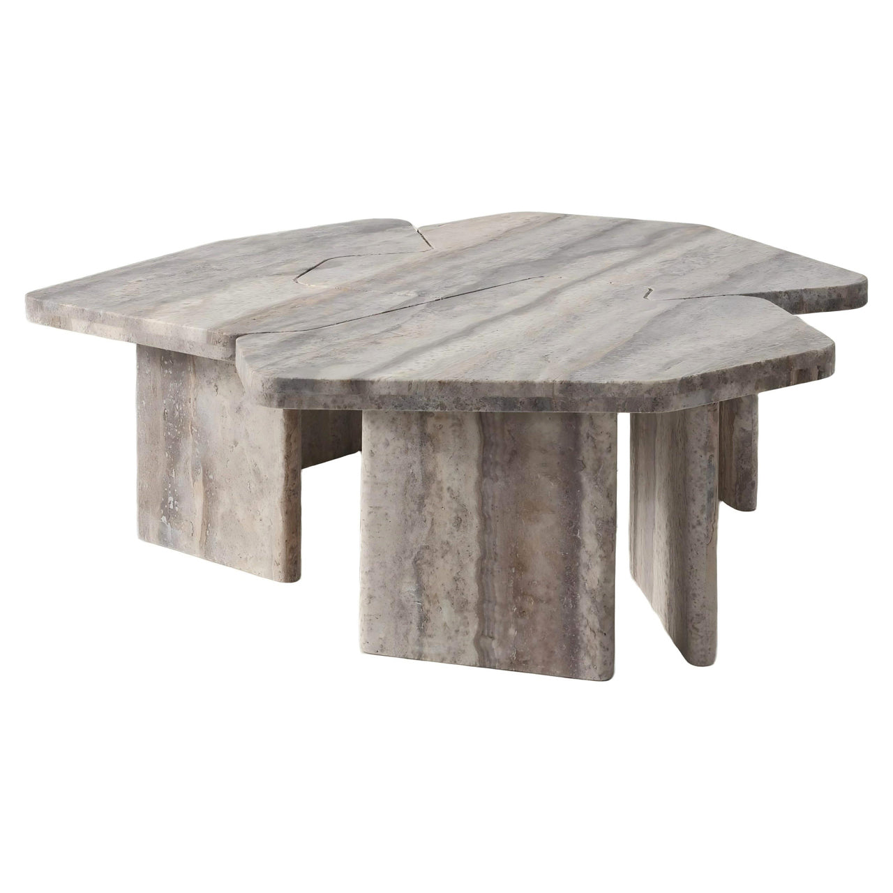Salontafel Westin - Grijs travertijn (set van 3)