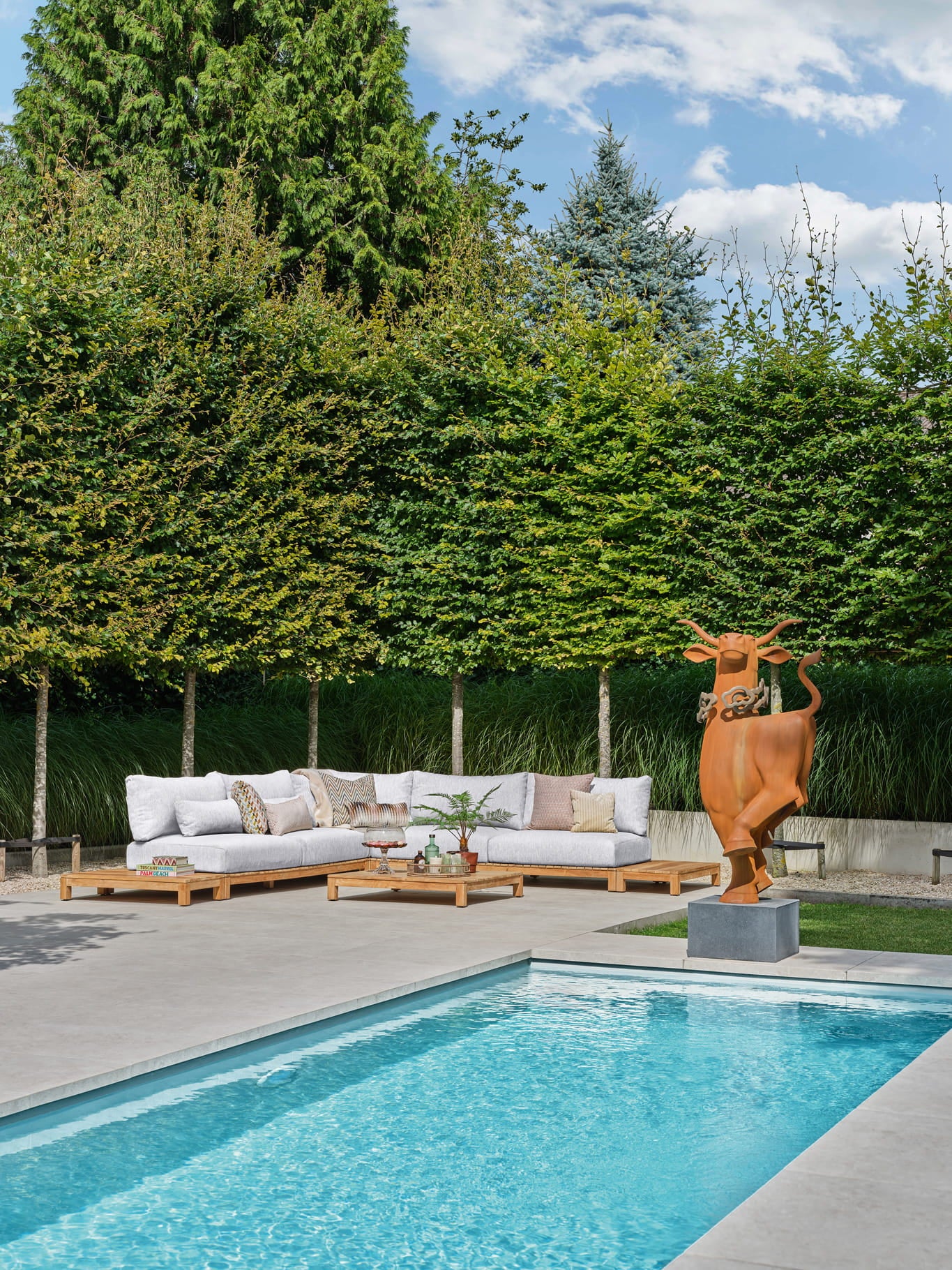 Loungeset Portofino - Teak - Camel sand - Seashell bouclé