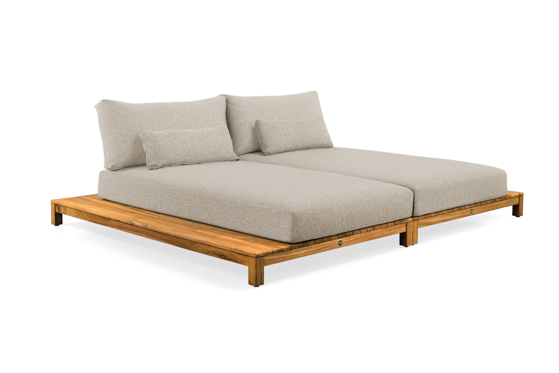 Daybed Portofino - Teak - Camel sand - Pebble desert bouclé