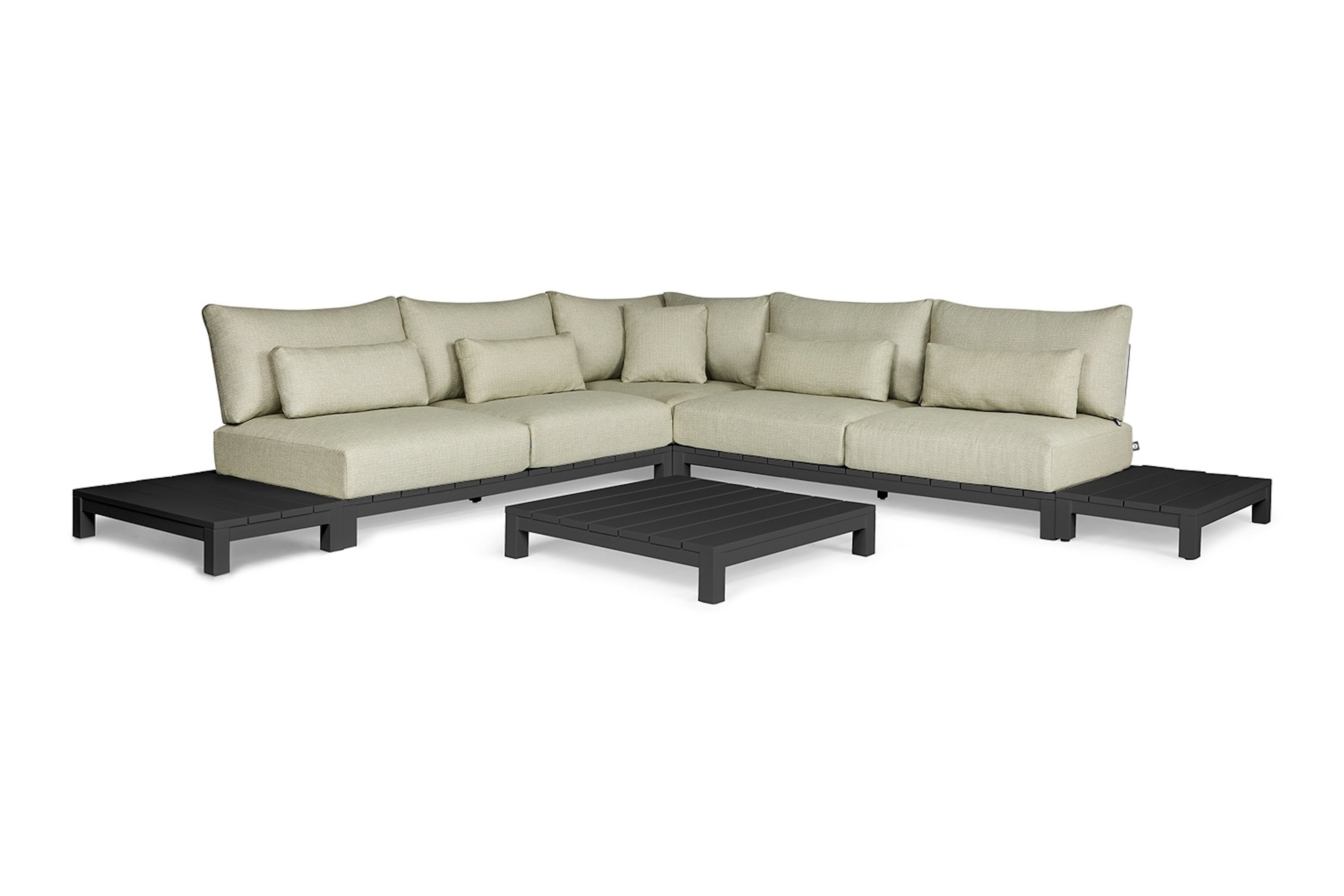 Loungeset Evora - 6-delig - Matt black - Soft green