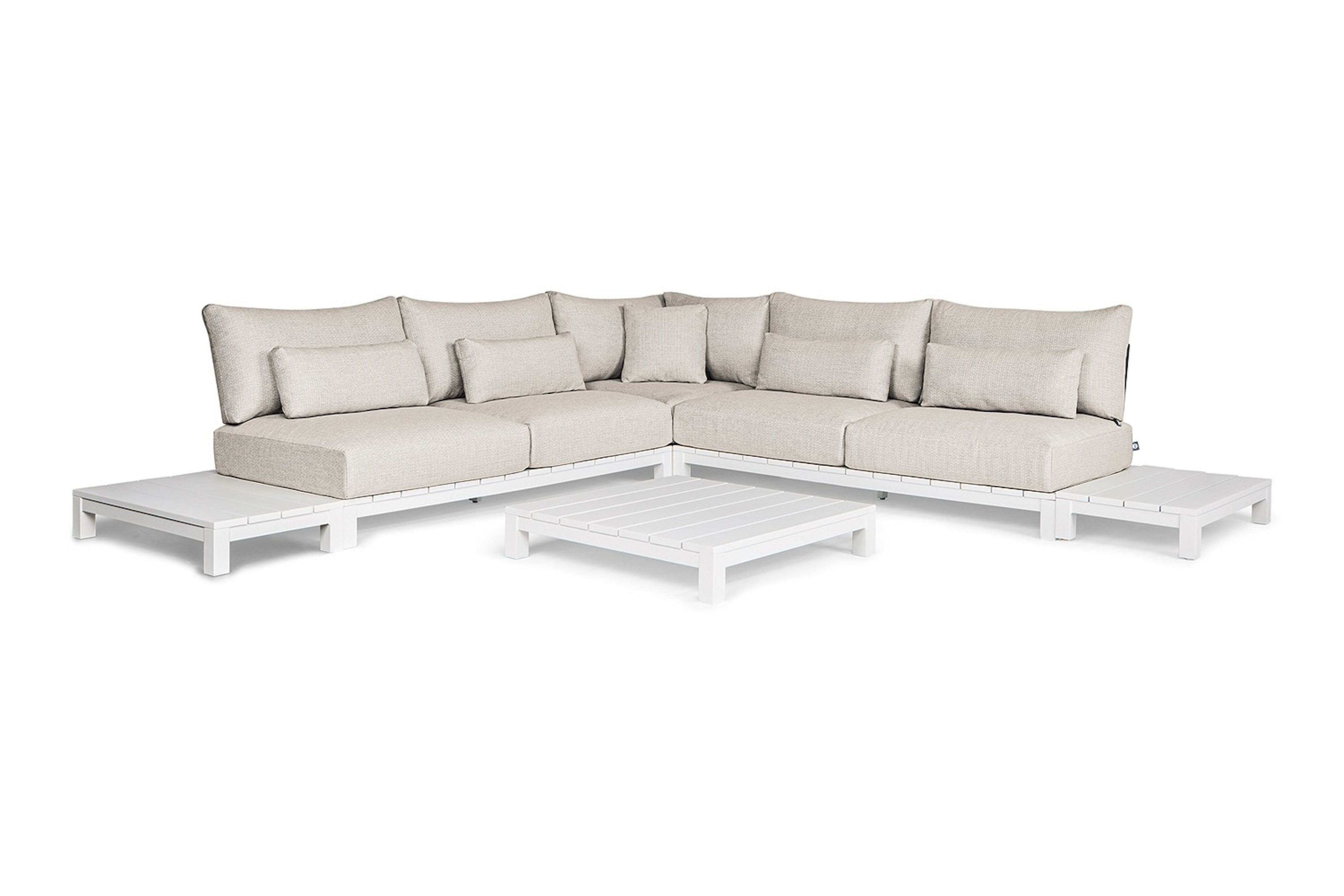 Loungeset Evora - 6-delig - Matt white - Natural mixed weave