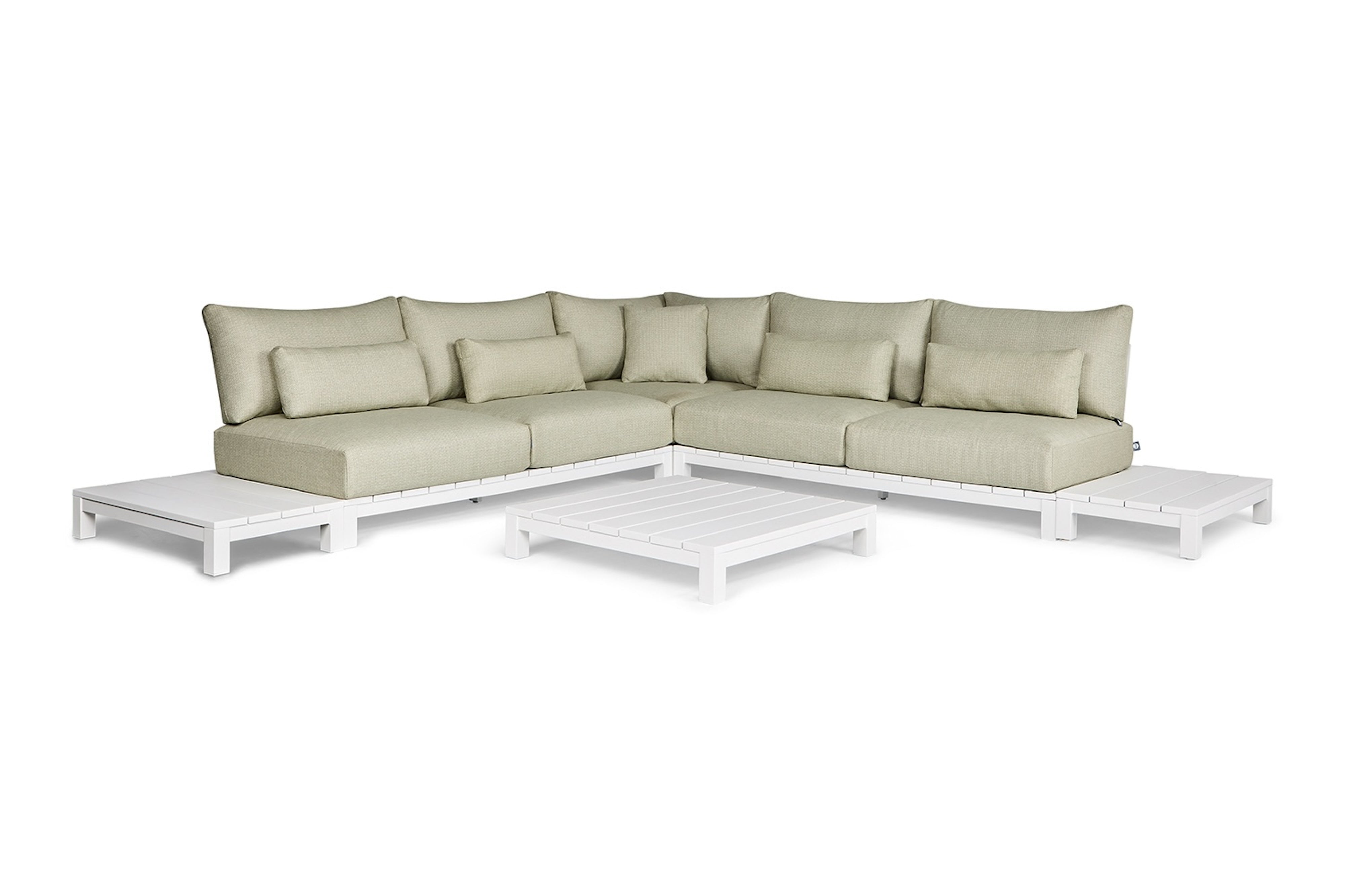 Loungeset Evora - 6-delig - Matt white - Soft green
