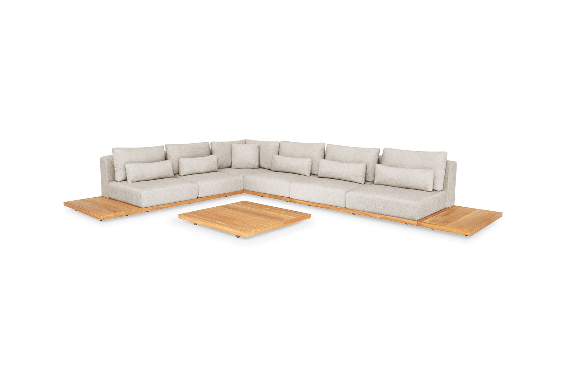 Loungeset Aspen large - Teak - Seashell bouclé