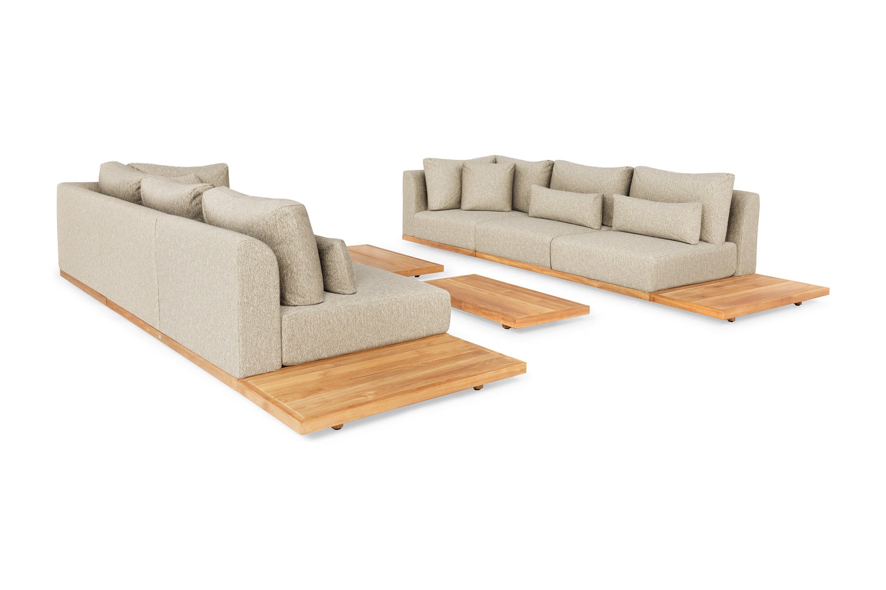 Loungeset Aspen (2x2) - Teak - Pebble desert bouclé