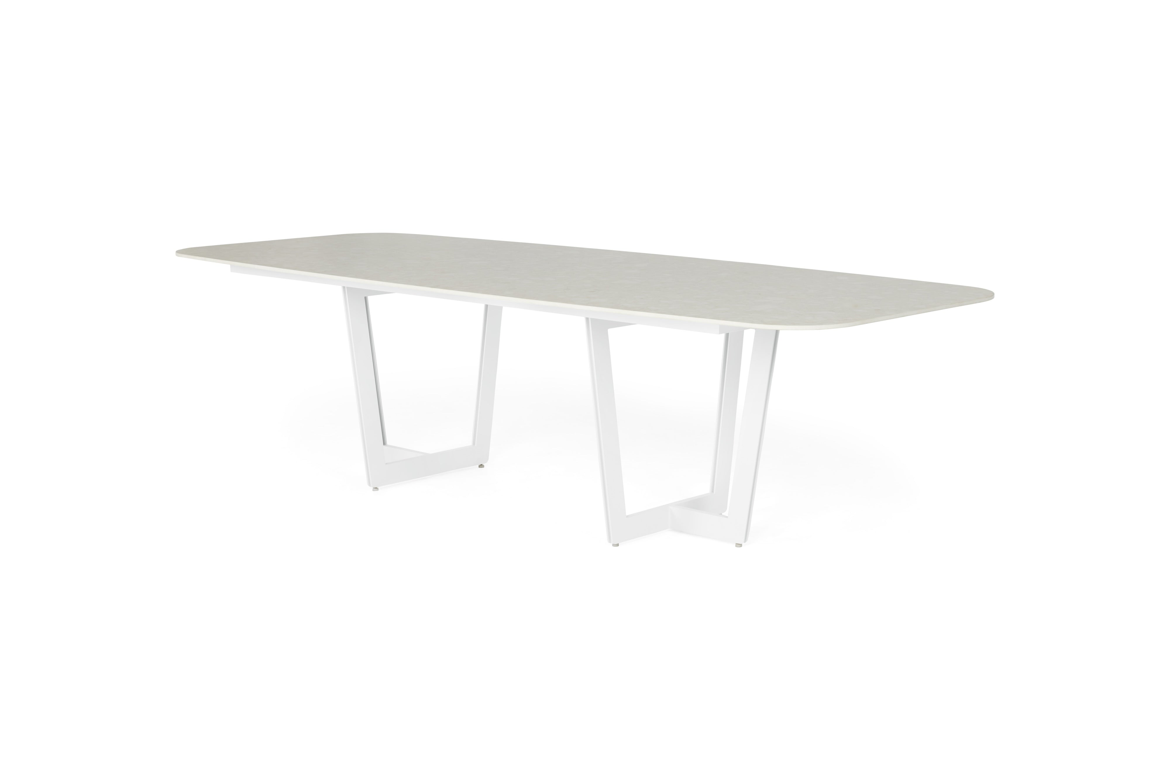 Tuintafel Palermo - 320x116 - Matt white - Neolith Terrazzo taupe