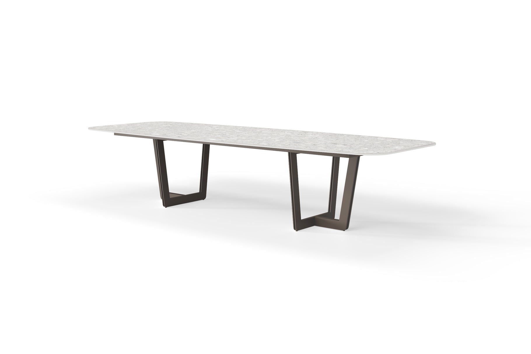 Eettafel Palermo - Low dining - 320x116 - Brons - Neolith terrazzo light taupe