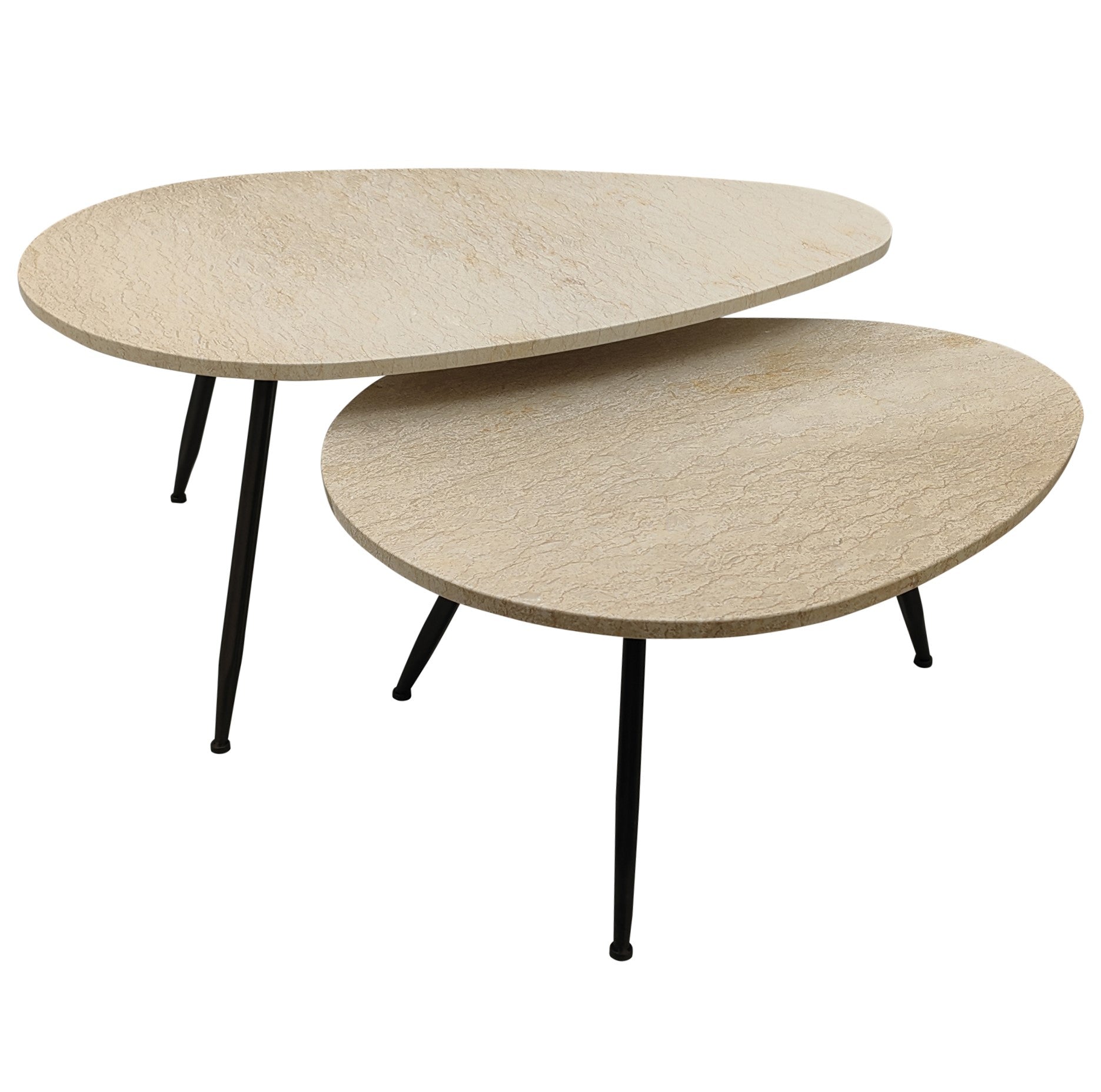 Salontafel Veria - Beige marmer (set van 2)