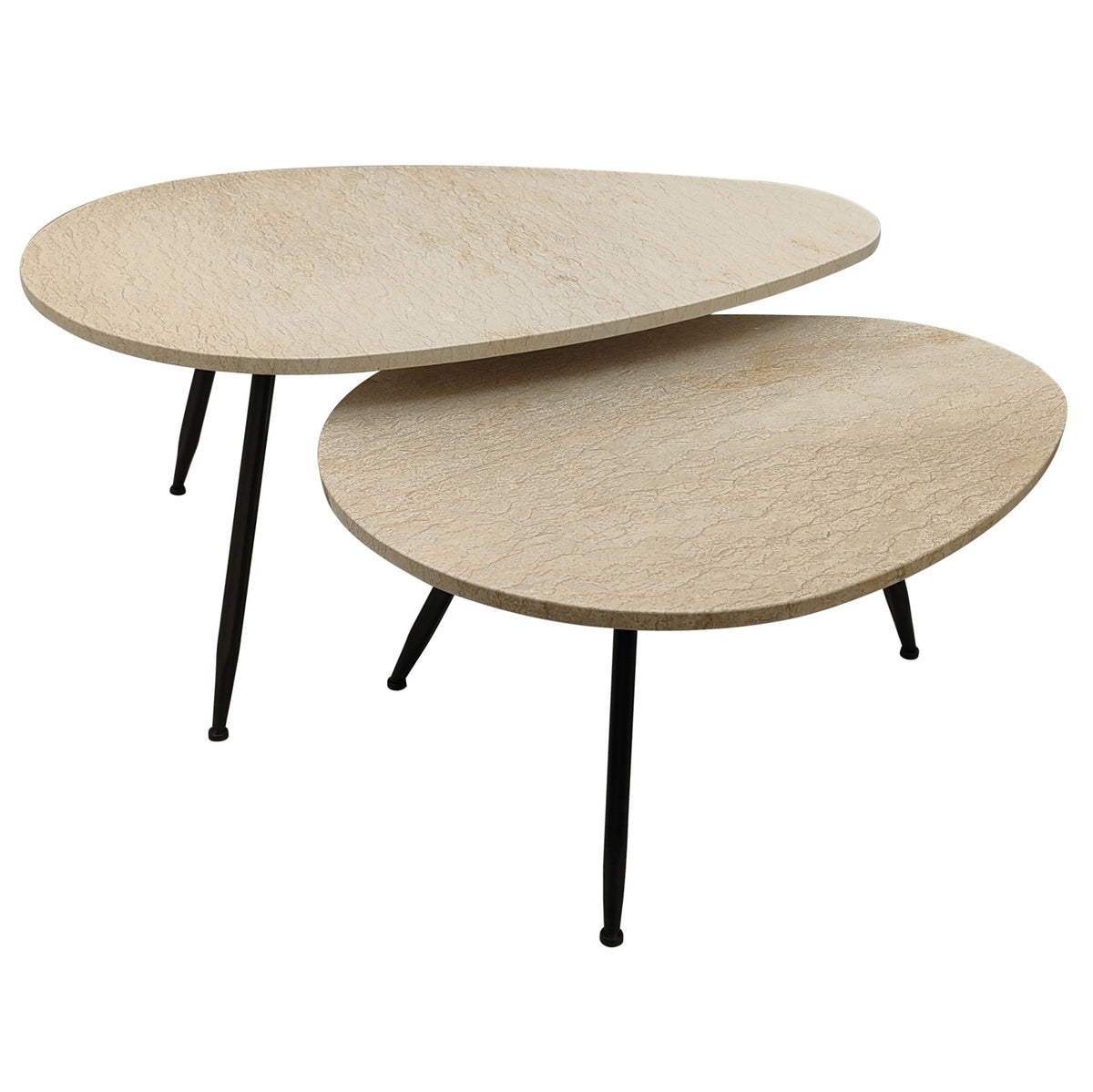 Salontafel Veria - Beige marmer (set van 2)