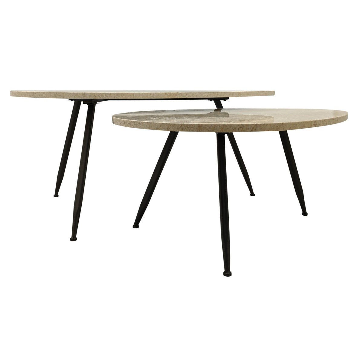Salontafel Veria - Beige marmer (set van 2)