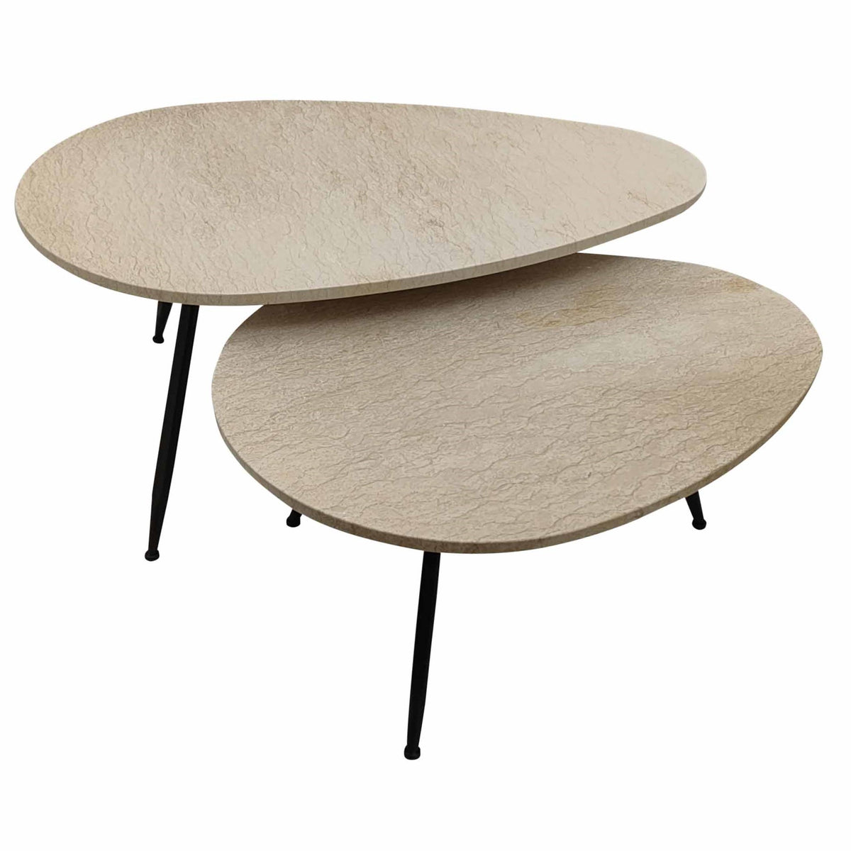 Salontafel Veria - Beige marmer (set van 2)