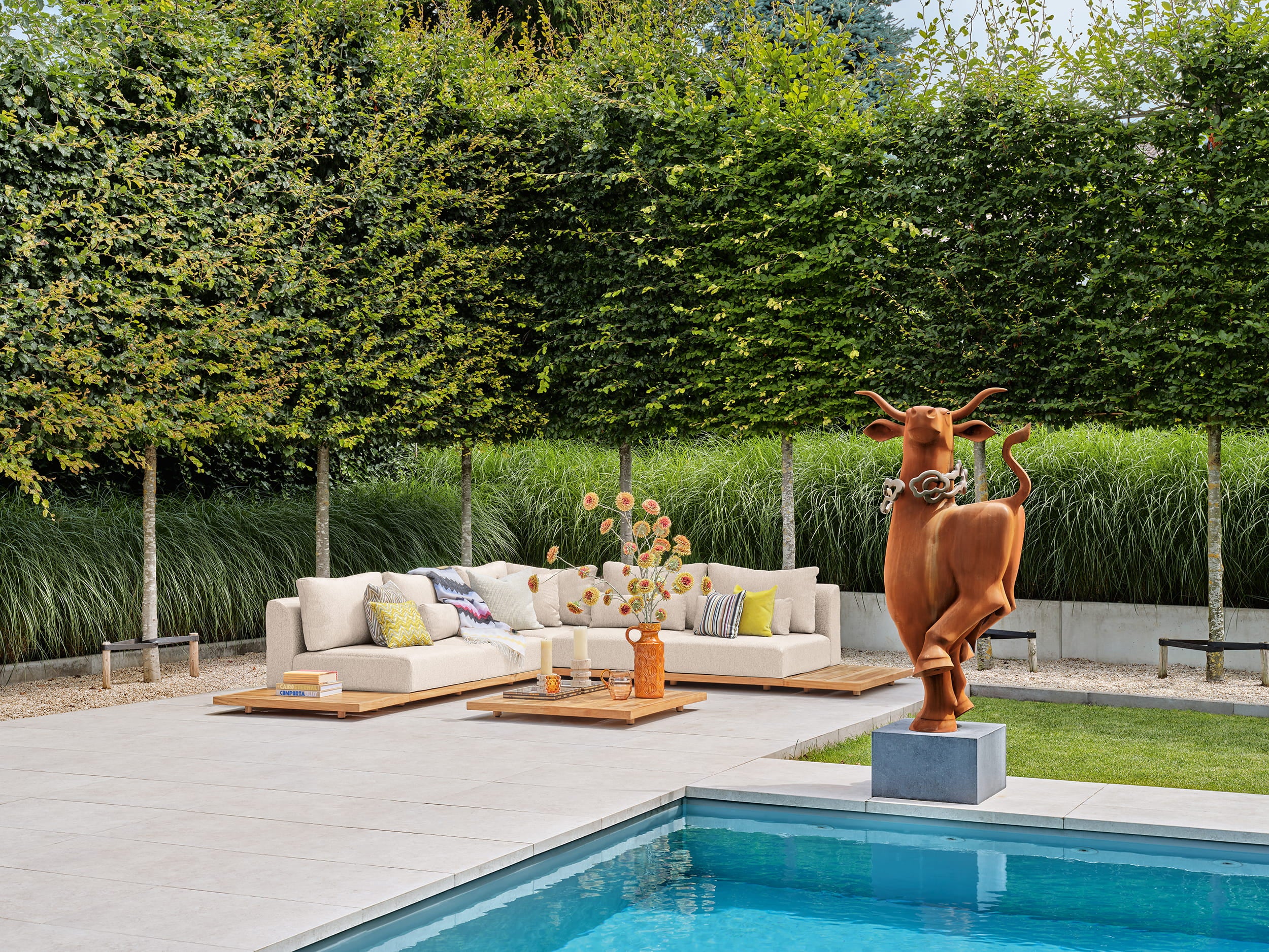 Loungeset Aspen small - Teak - Seashell bouclé