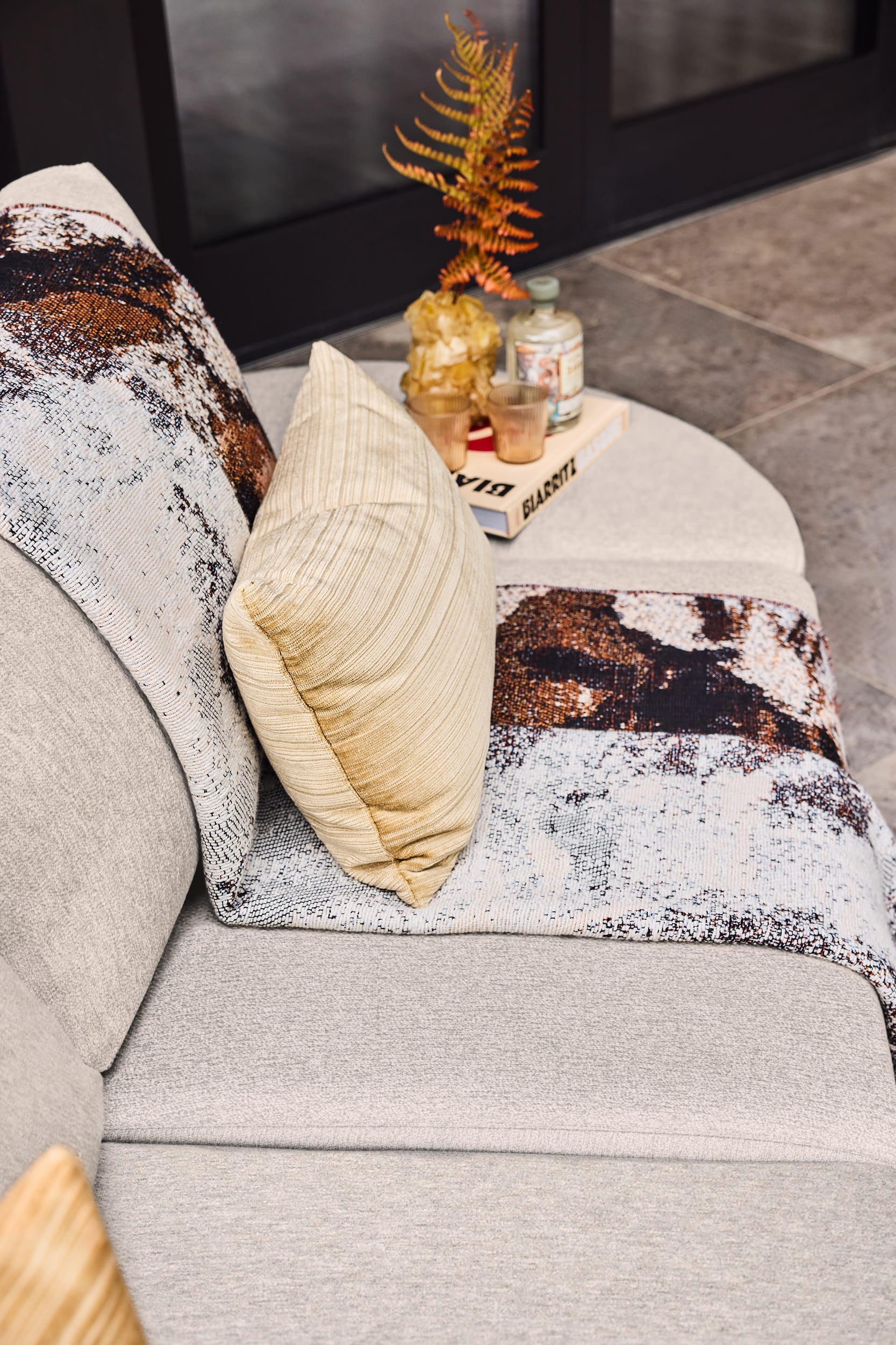 Loungeset Aspen round - Teak - Seashell bouclé