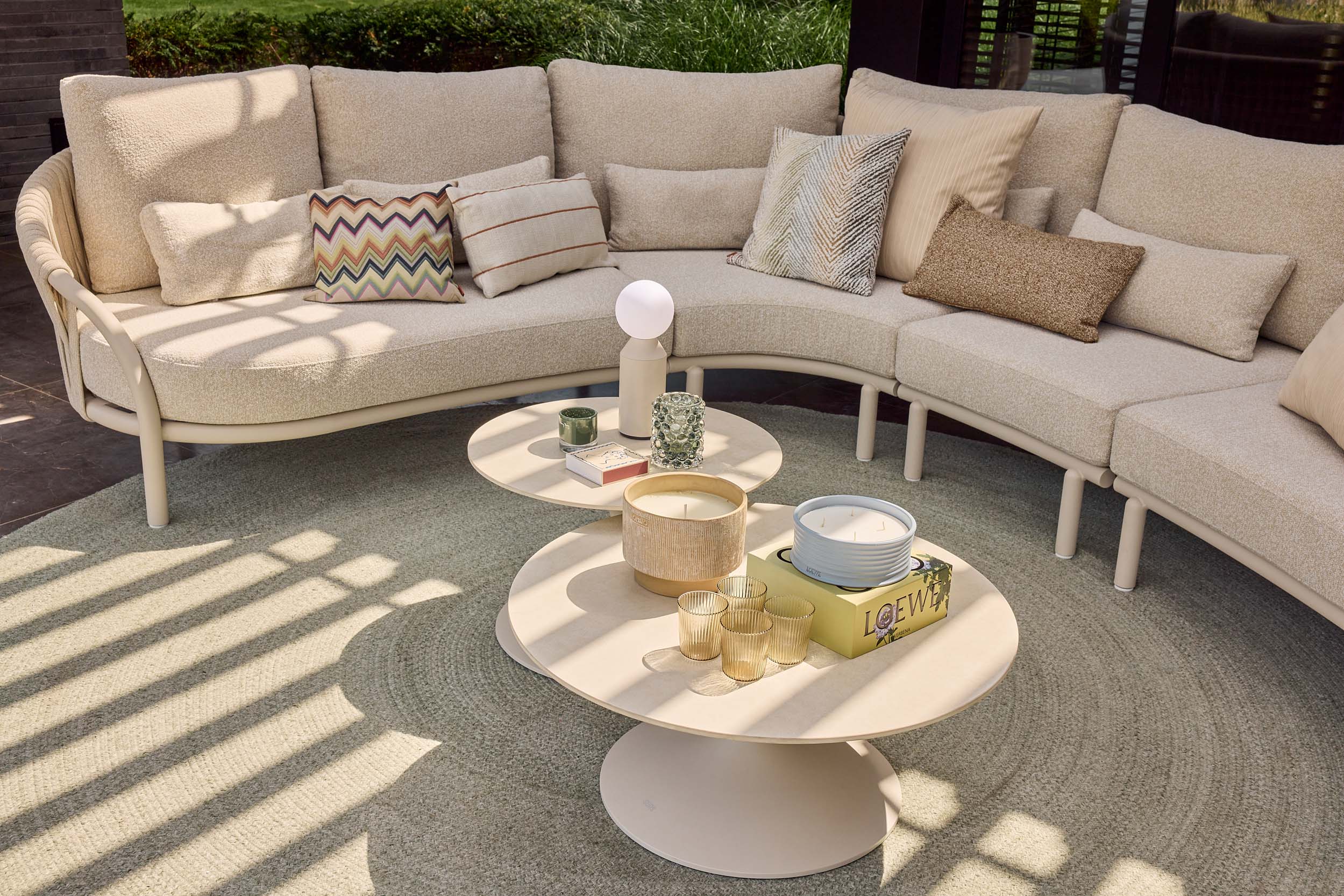 Loungeset Feroli large - Camel sand - Misty rope - Beachy bouclé