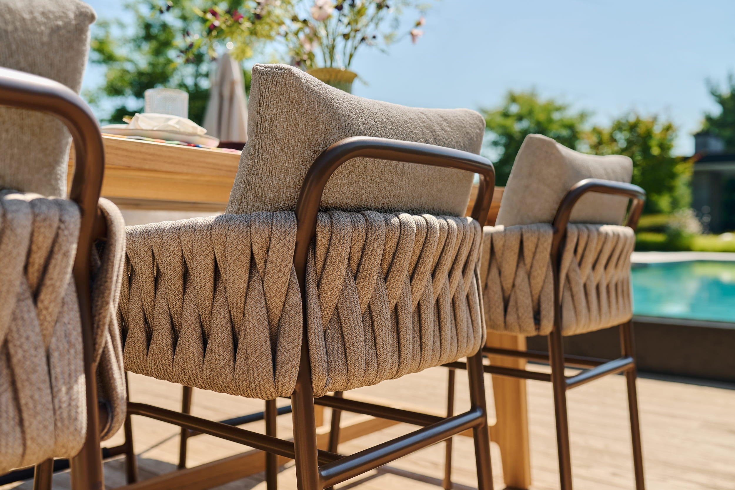 Barkruk Fiavè - Brons - Clouded rope - Pebble desert bouclé