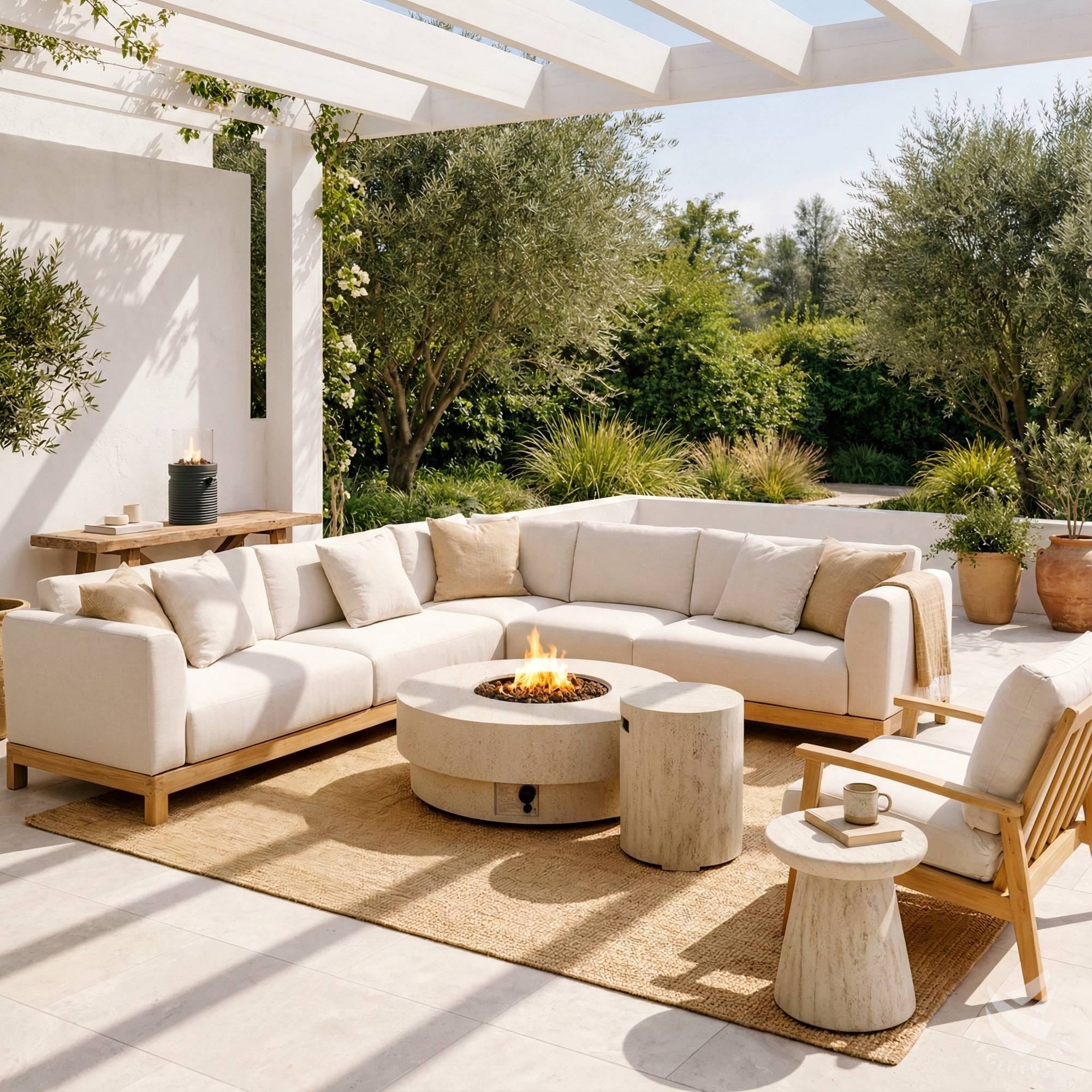 Bijzettafel Round - Travertine