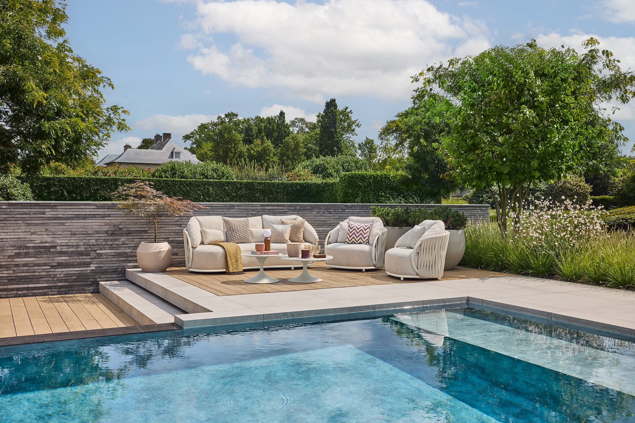 Tuinbank Vivaro - Camel sand - Misty rope - Beachy bouclé