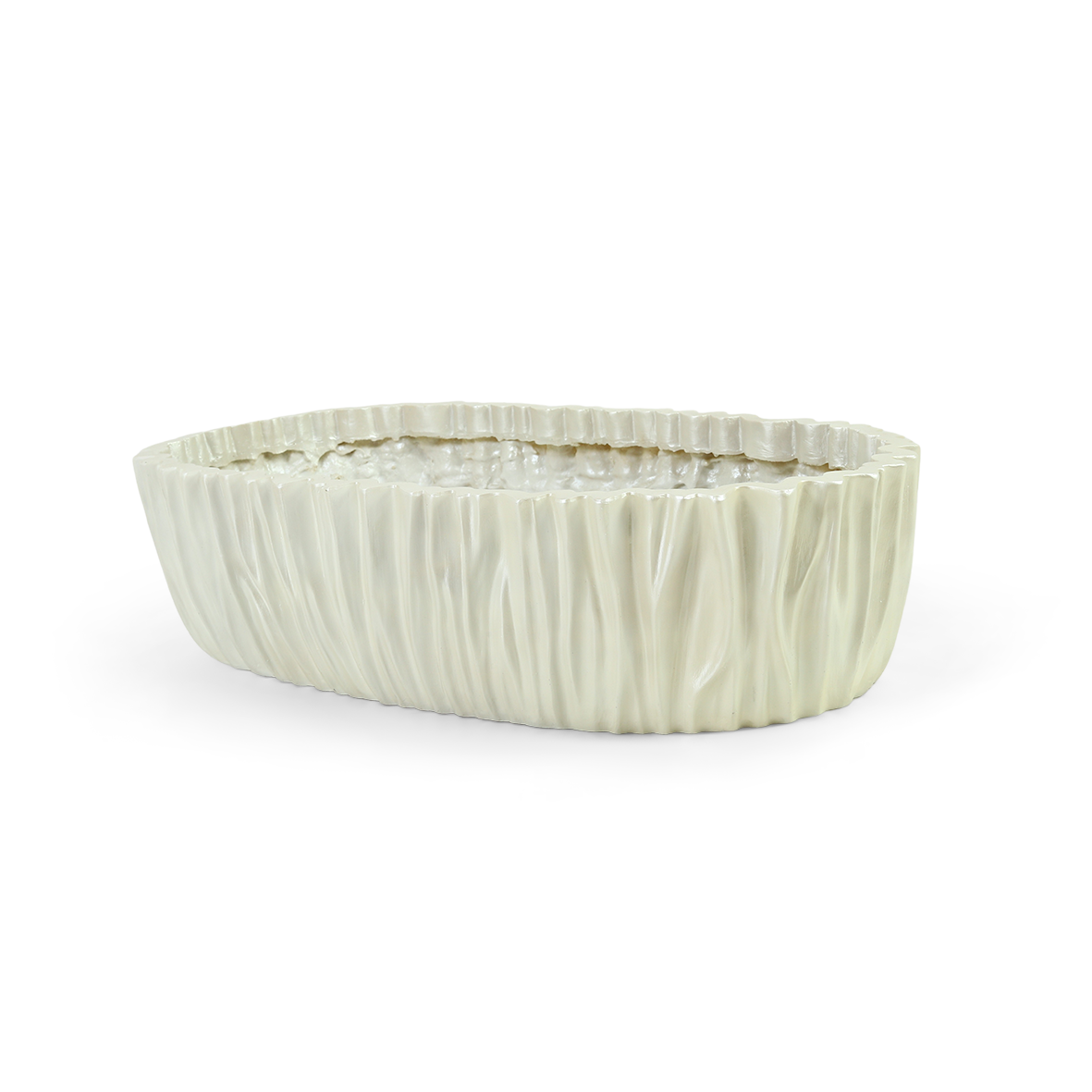 Pot Folds Ovaal - Parelmoer Wit - L70 B35 H17