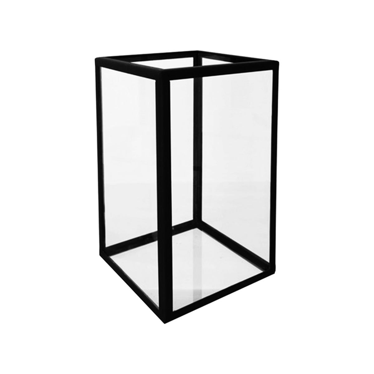 Windlicht glas frame Zwart 30x30x50