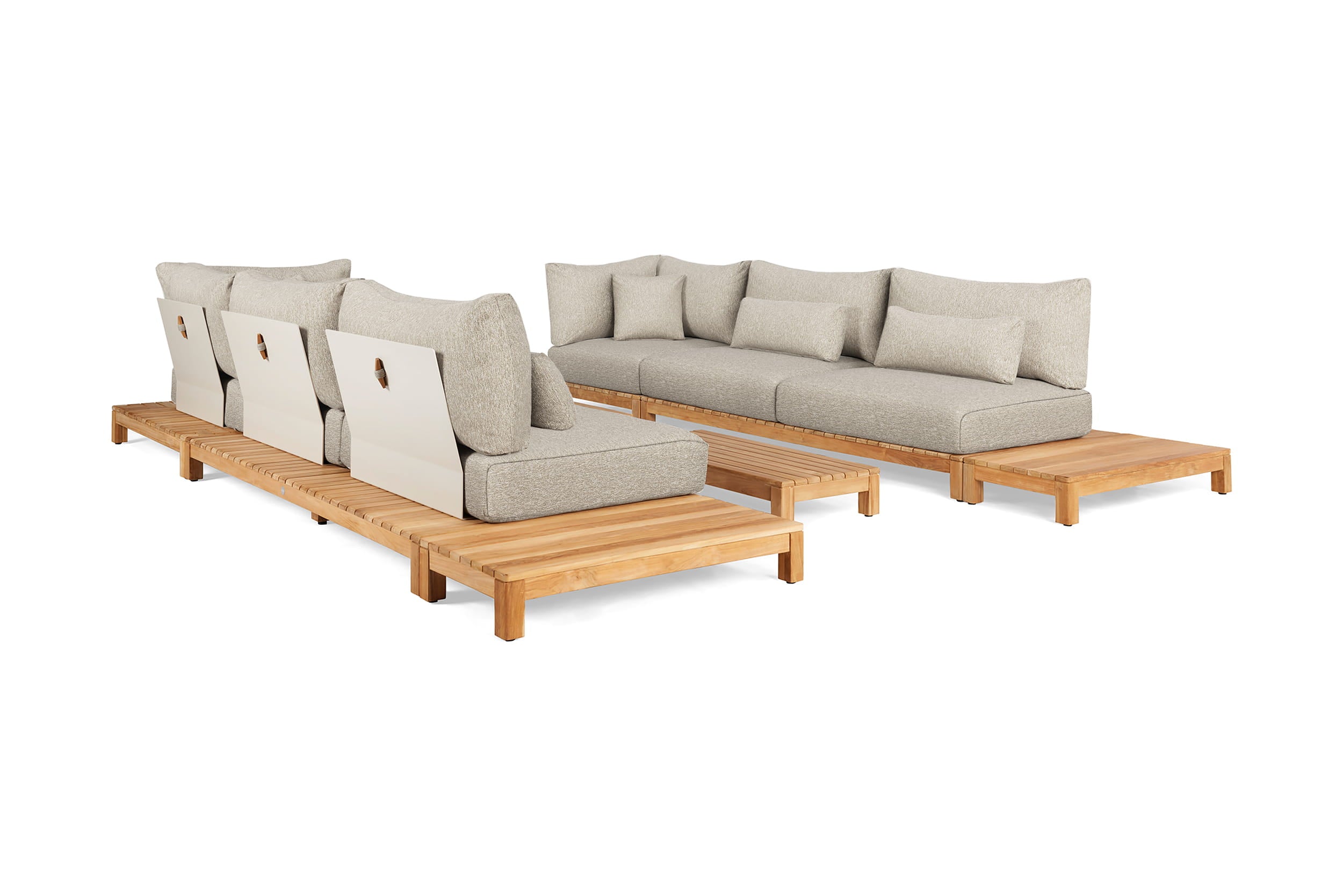 Sofaset Portofino - Teak - Camel sand - Pebble desert bouclé