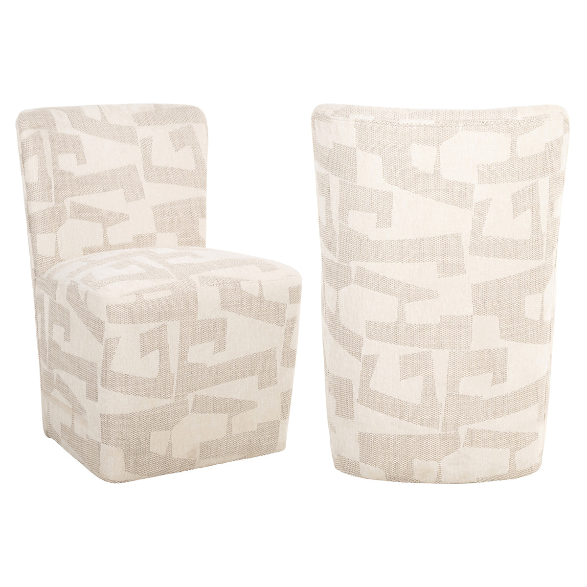 Eetkamerstoel Lorain op wielen - Beige graffic