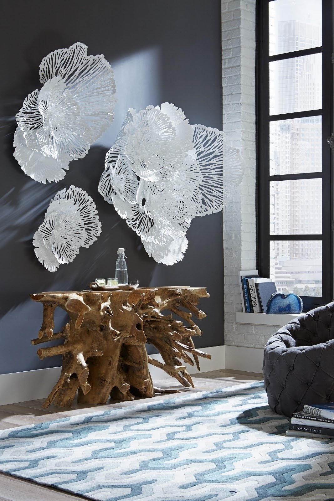 Flower wall art White