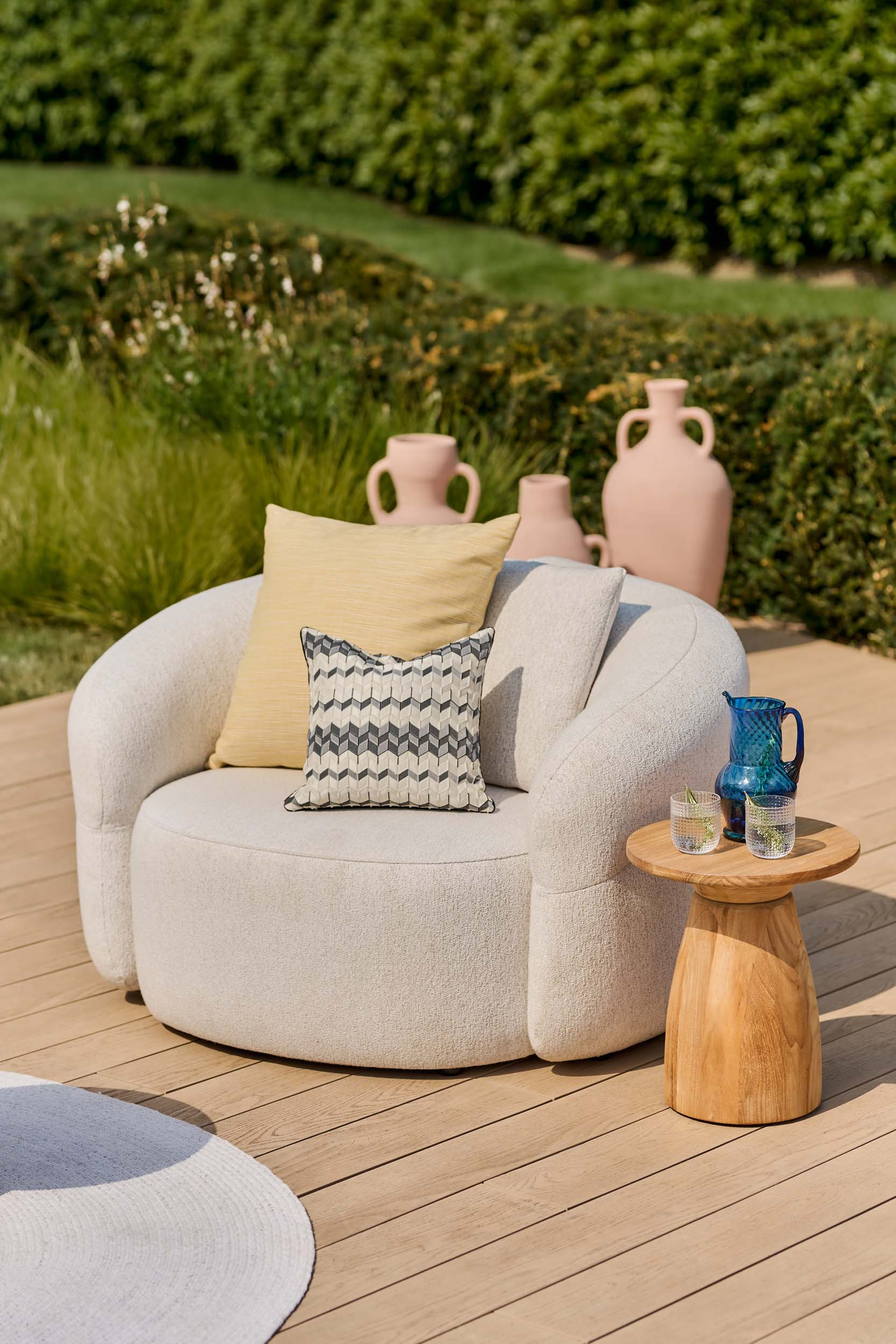 Loungestoel Venosa - Seashell Bouclé