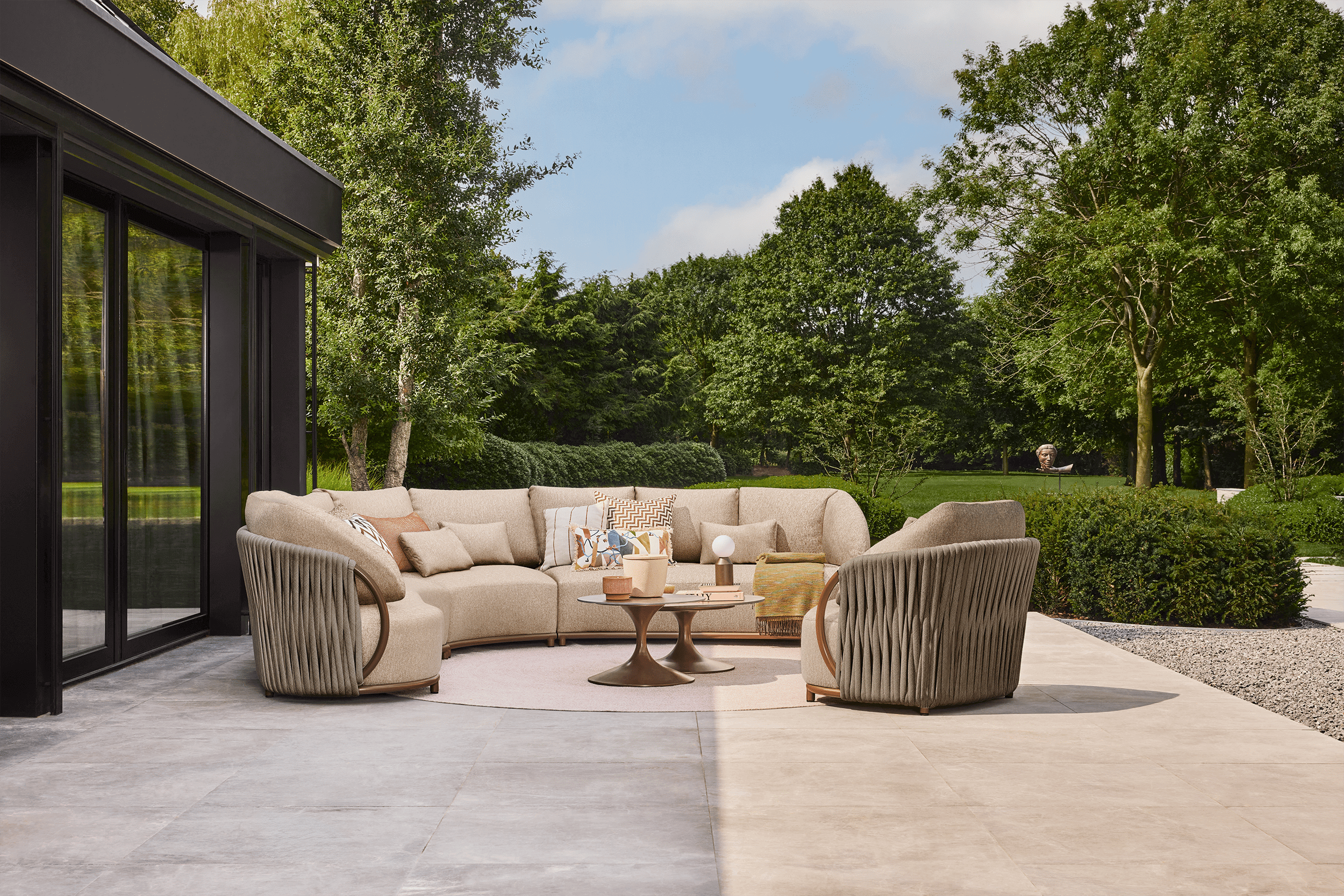 Loungestoel Vivaro - Brons - Clouded rope - Pebble desert bouclé