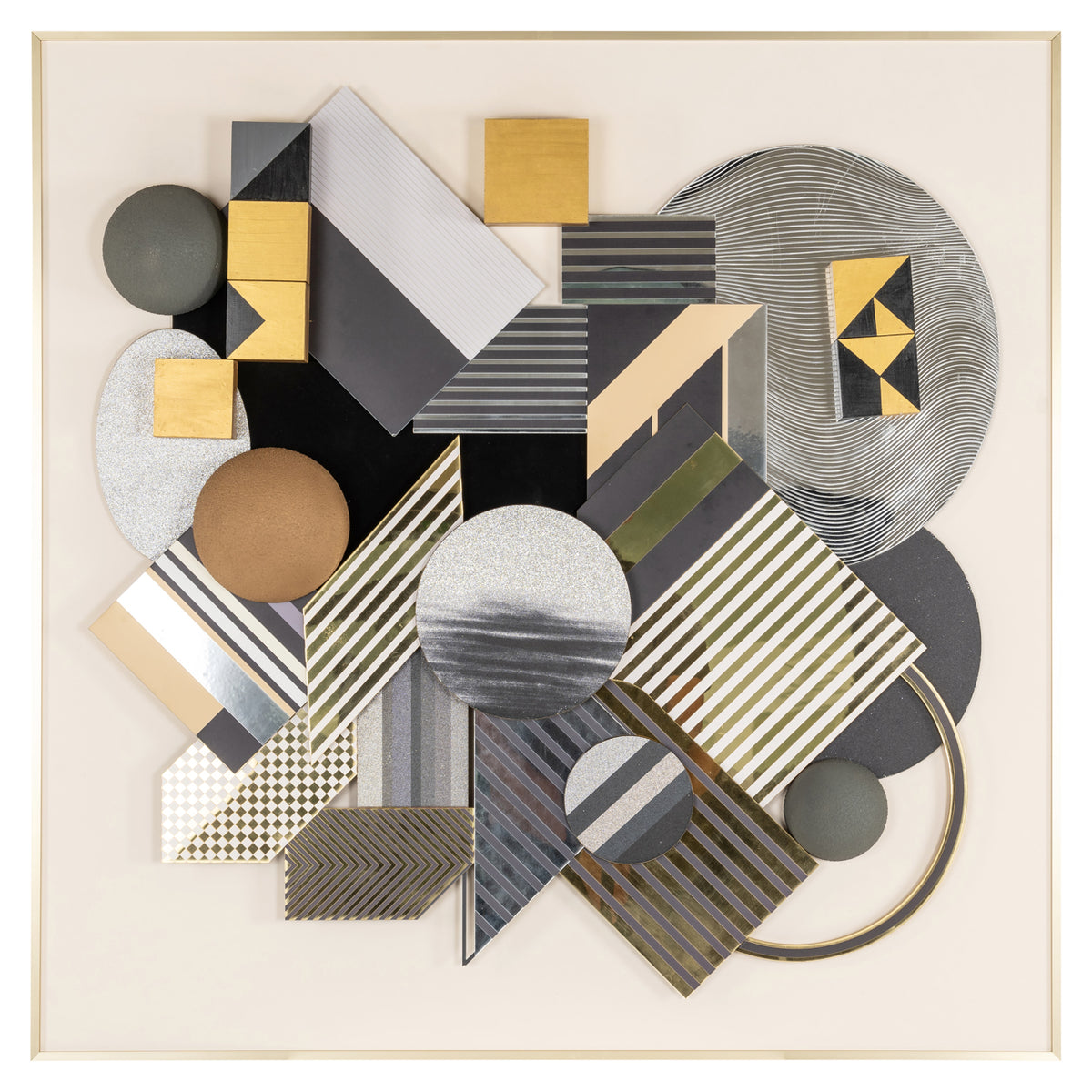 Wall art Block 3D - Zwart/goud