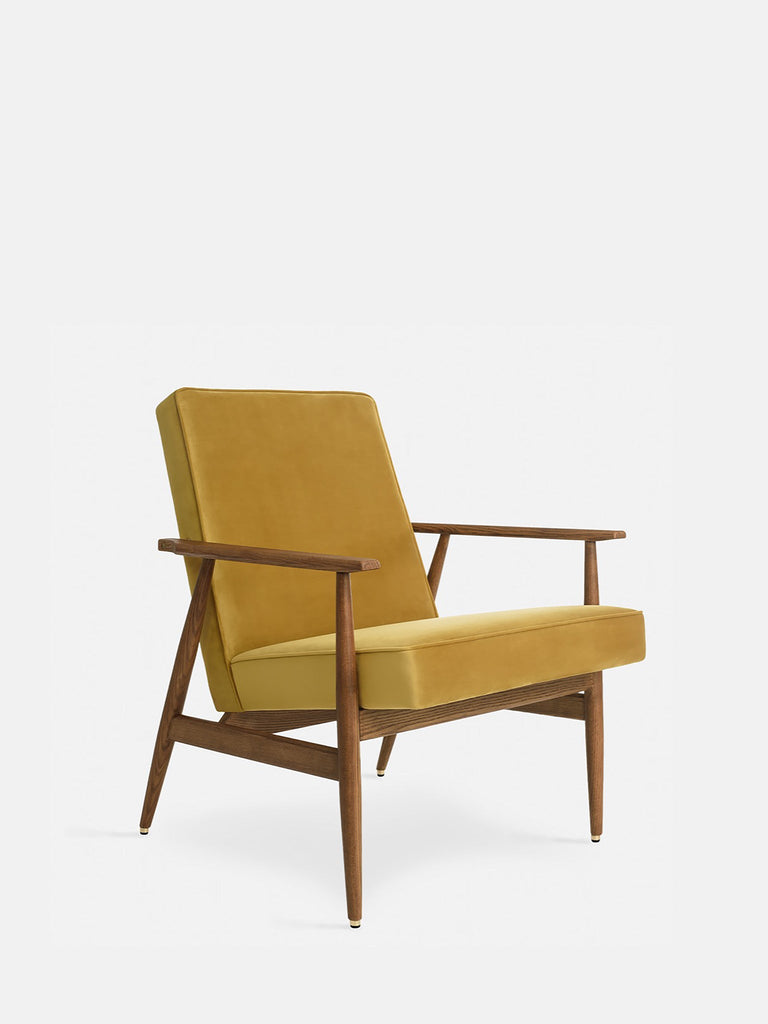 Fauteuil Fox Shine Velvet Mosterd Donker Hout