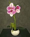 Kunst Orchidee 28 cm wit/roze in pot