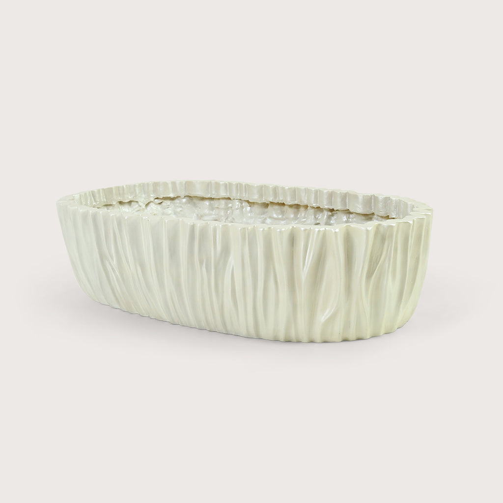 Pot Folds Ovaal - Parelmoer Wit - L70 B35 H17