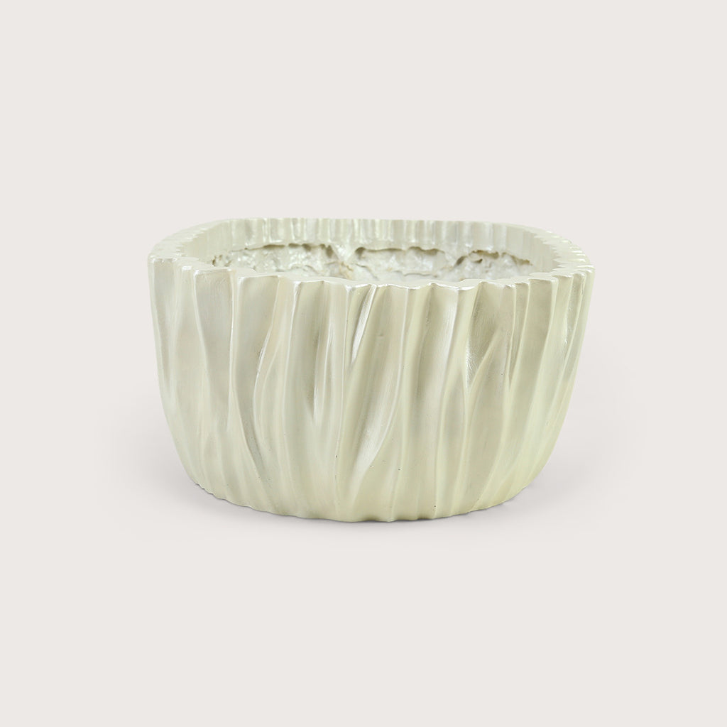 Pot Folds Ovaal - Parelmoer Wit - L70 B35 H17