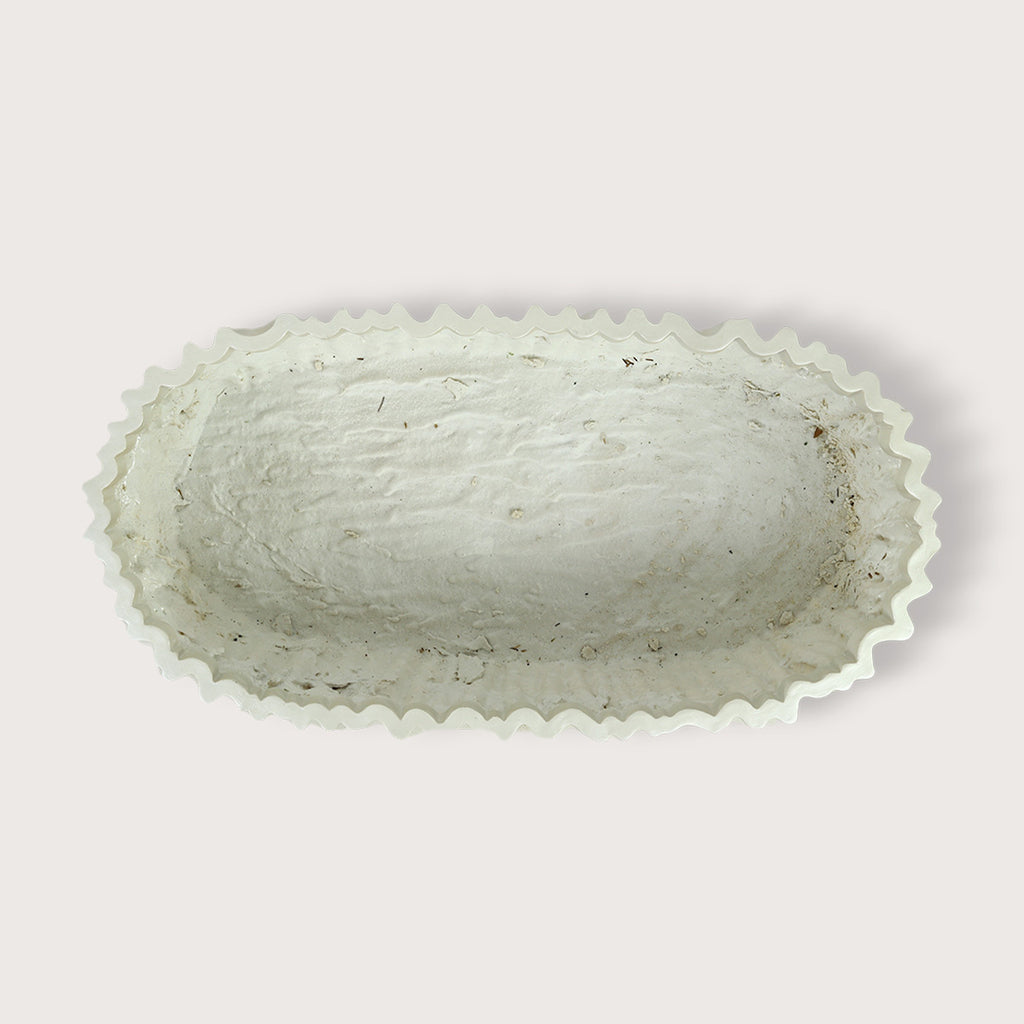 Pot Folds Ovaal - Parelmoer Wit - L70 B35 H17